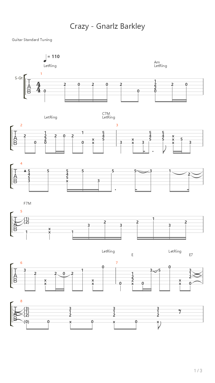 Crazy吉他谱