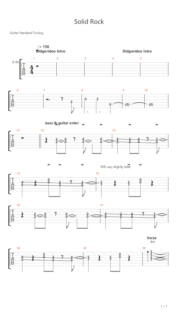 Solid Rock吉他谱