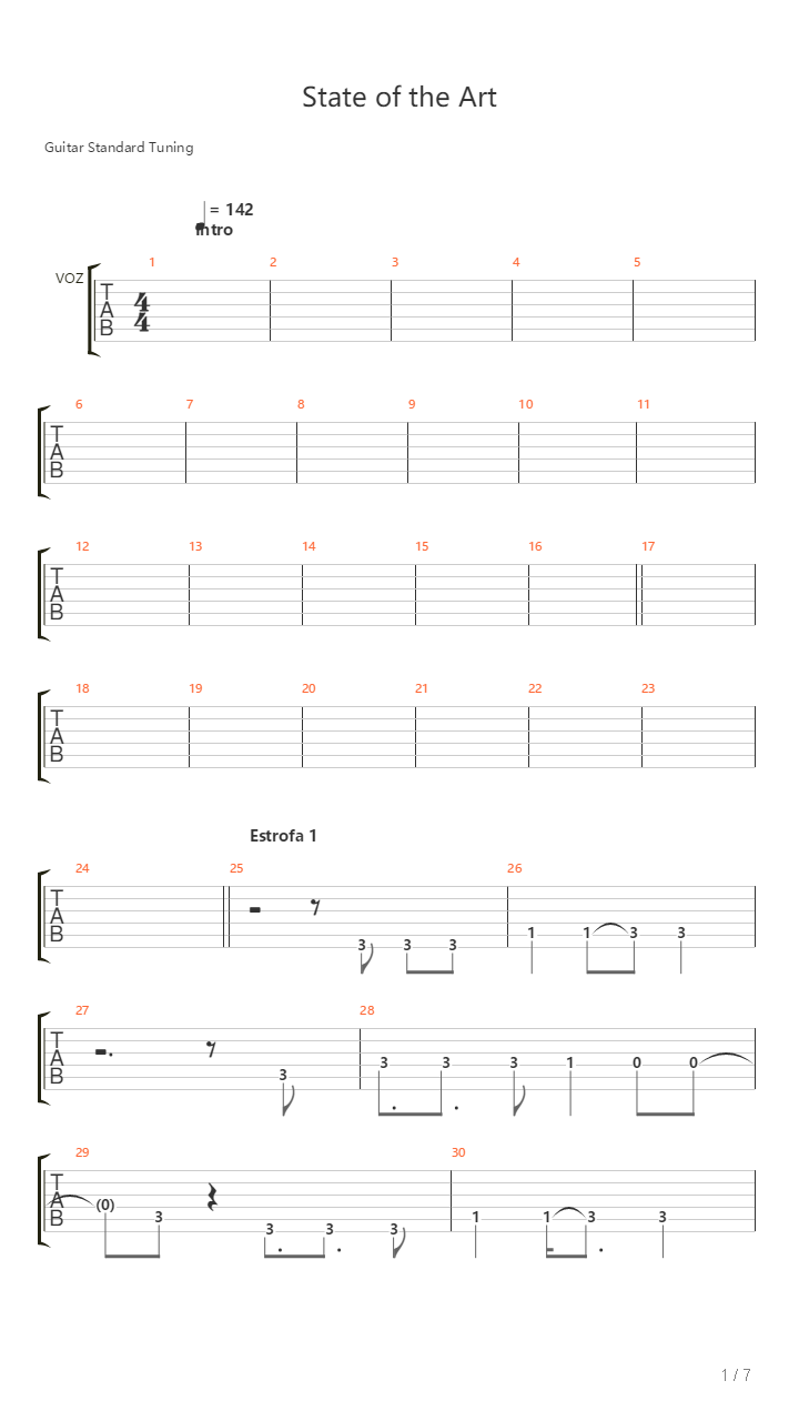 State Of The Art吉他谱