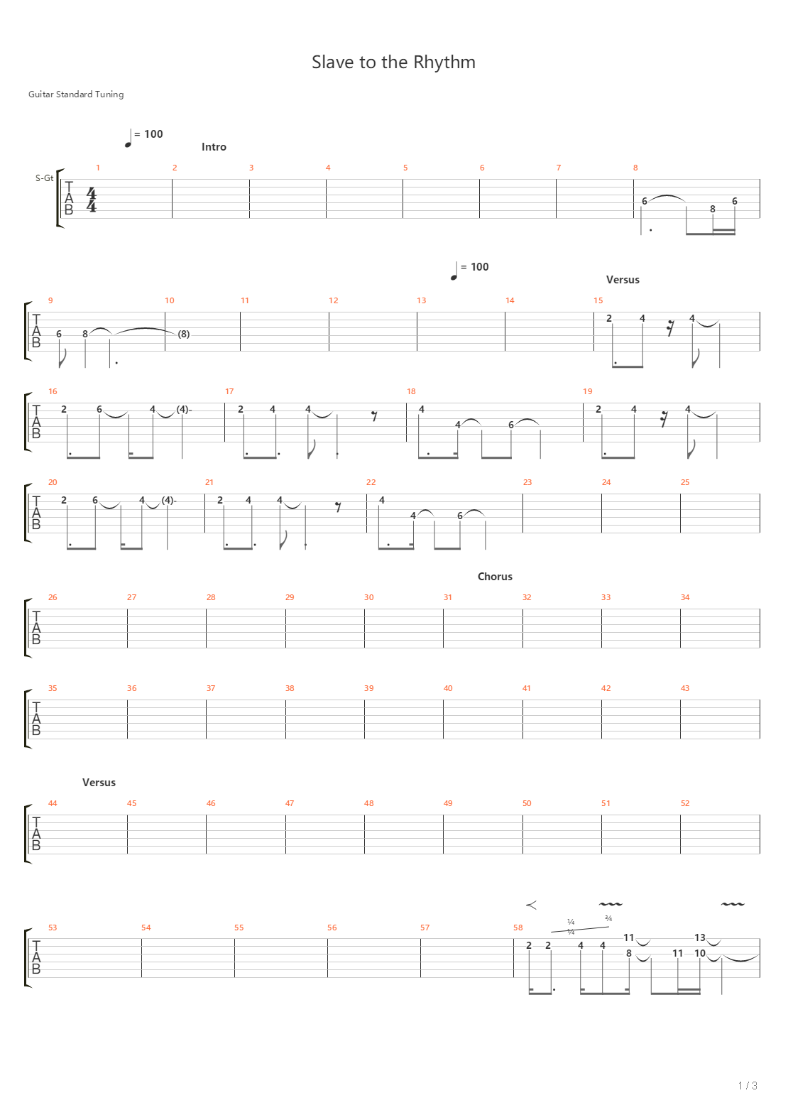 Slave To The Rhythm吉他谱
