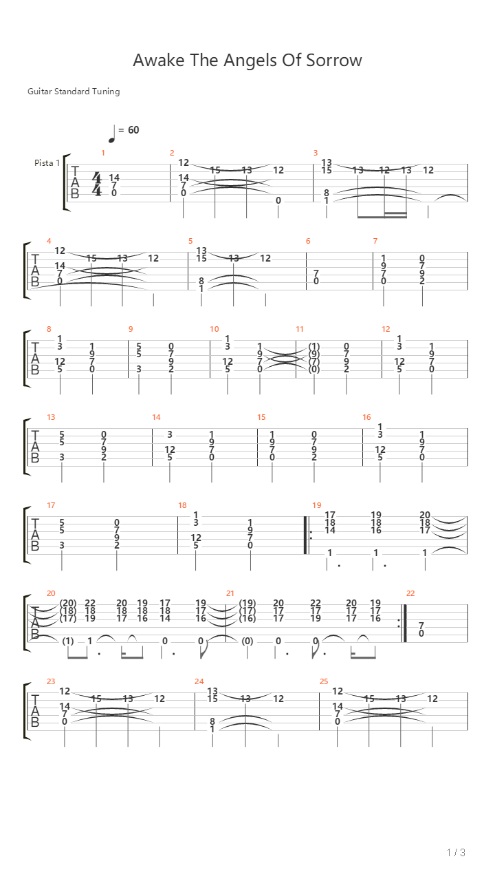 Awake The Angel Of Sorrow吉他谱