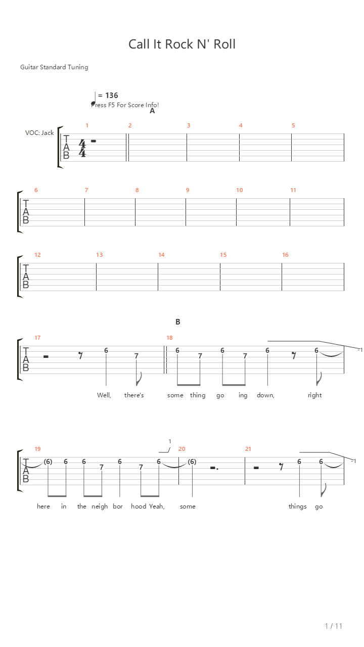Call It Rock N Roll吉他谱