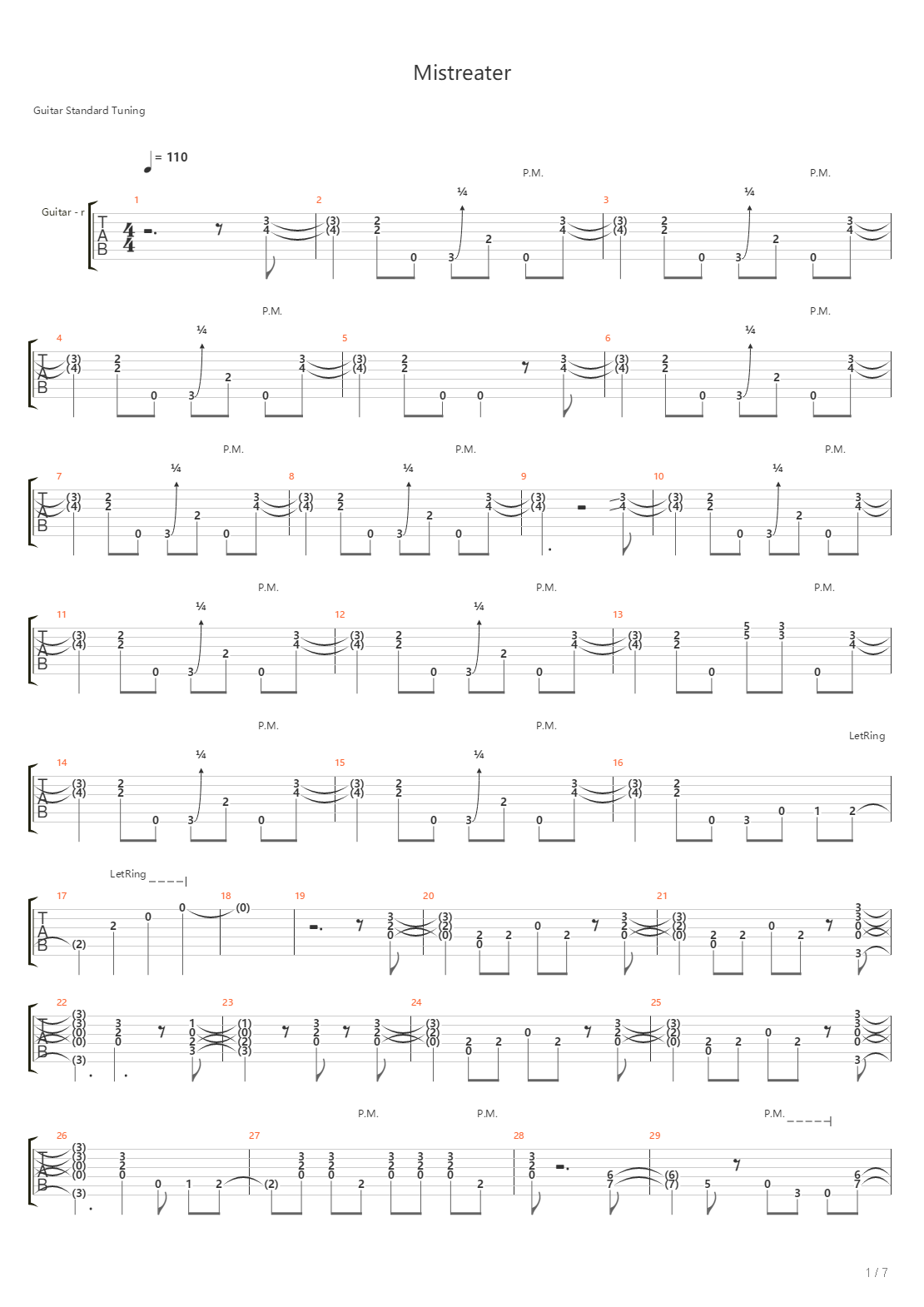 Mistreater吉他谱