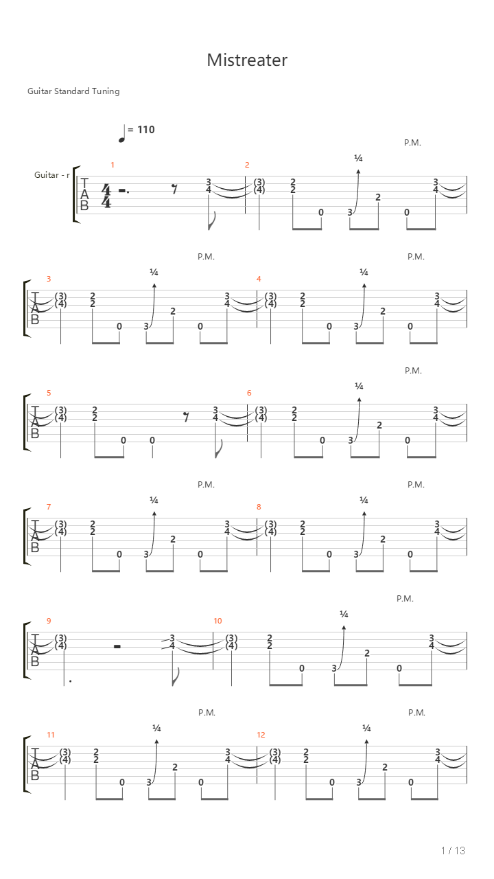 Mistreater吉他谱