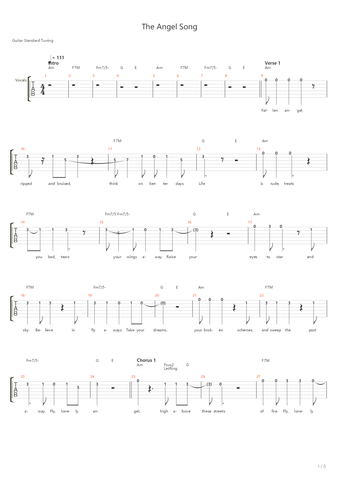 The Angel Song吉他谱