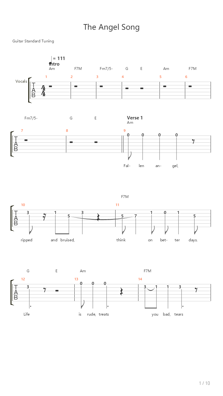 The Angel Song吉他谱