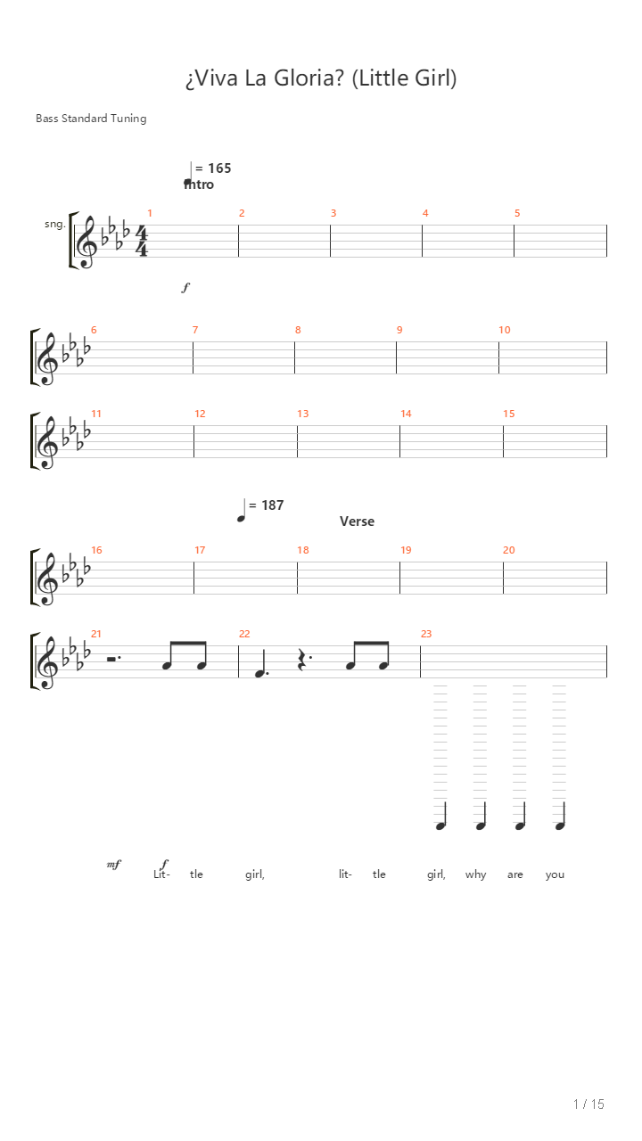 Viva La Gloria Little Girl吉他谱