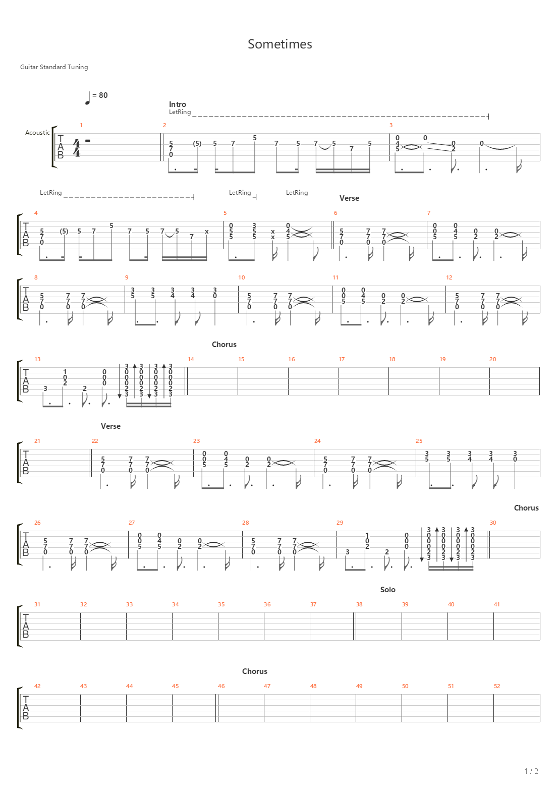 Sometimes吉他谱
