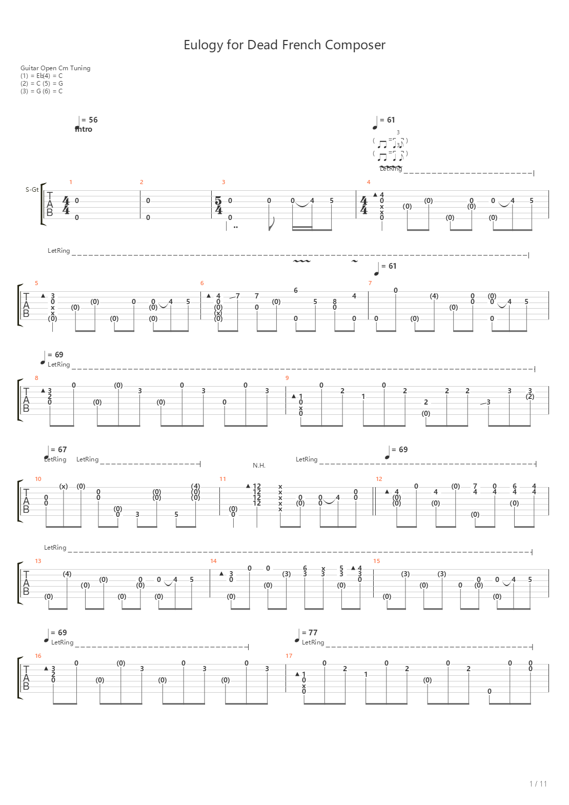 Eulogy For Dead French Composer吉他谱