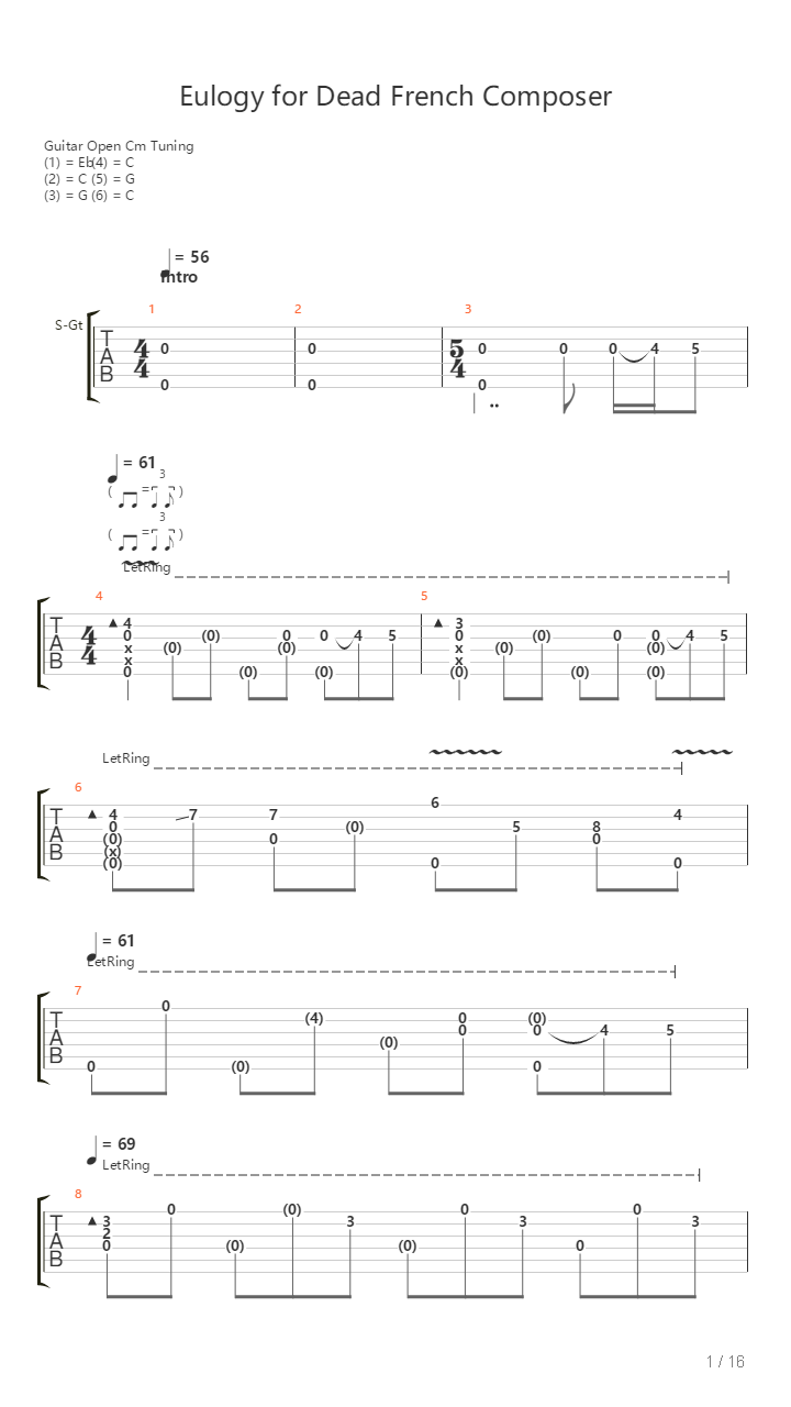 Eulogy For Dead French Composer吉他谱