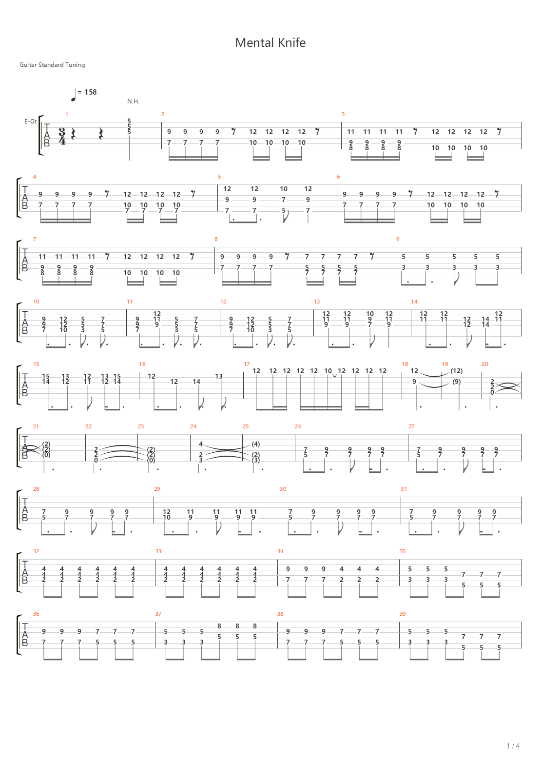 Mental Knife吉他谱