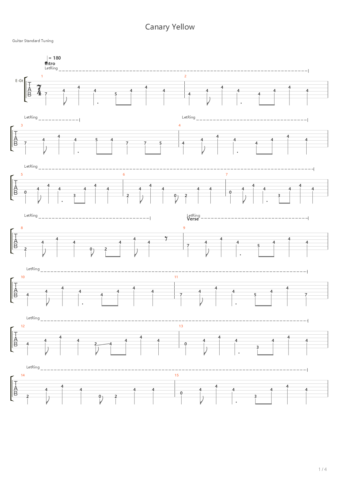 Canary Yellow吉他谱