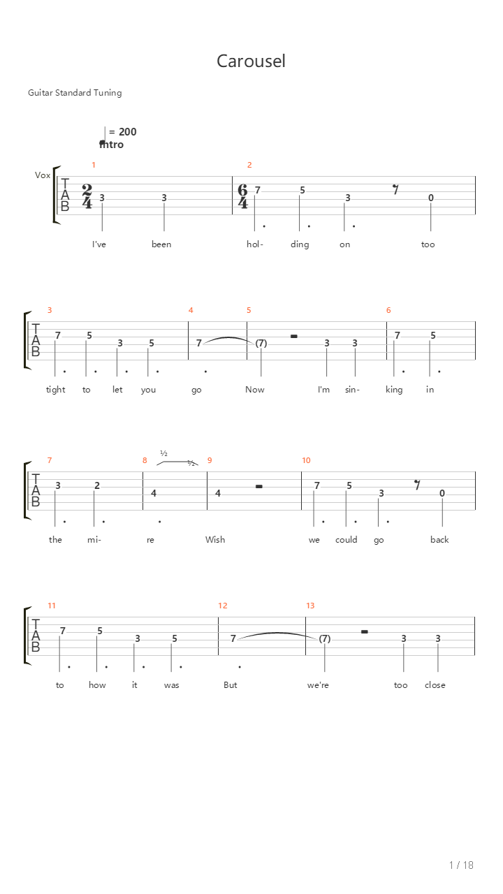 Carousel吉他谱