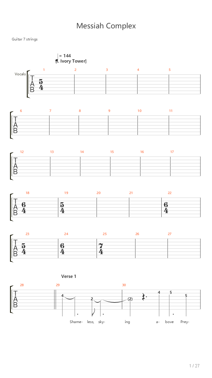 Messiah Complex吉他谱