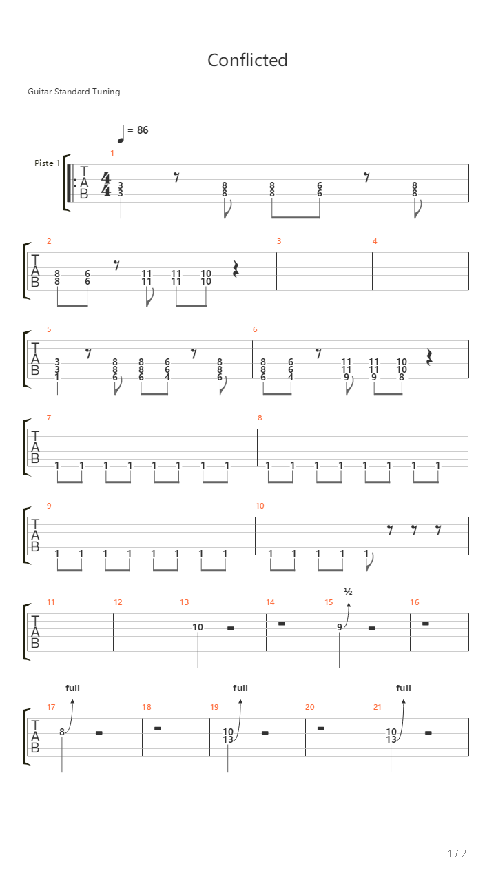 Conflicted吉他谱