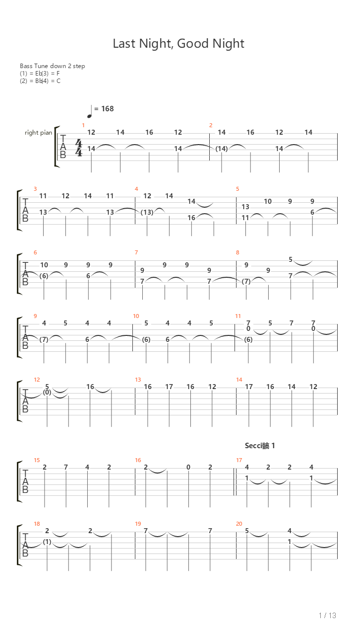 Last Night Good Night吉他谱