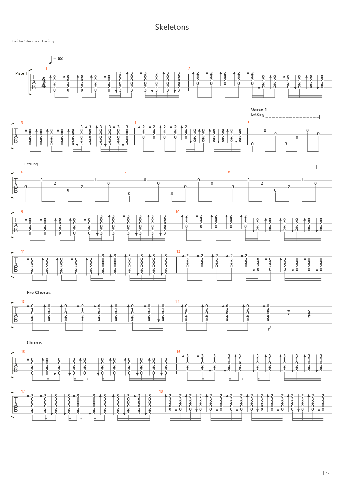 Skeletons吉他谱