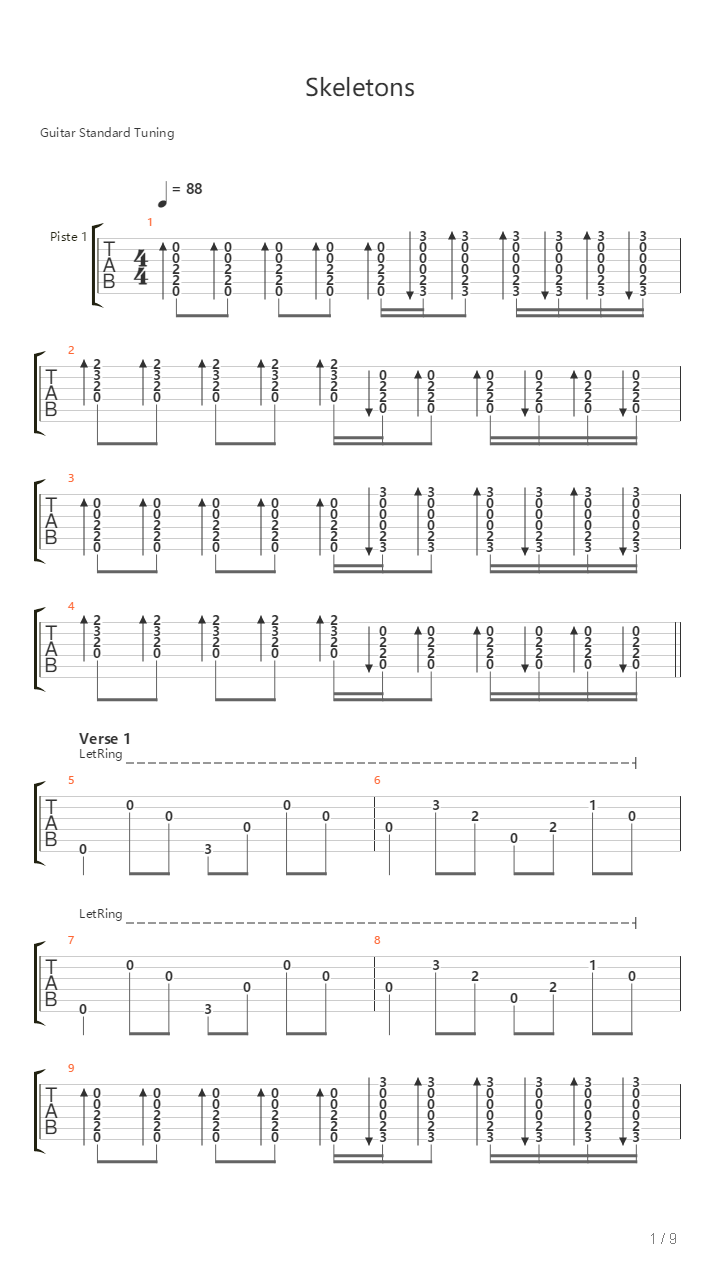 Skeletons吉他谱