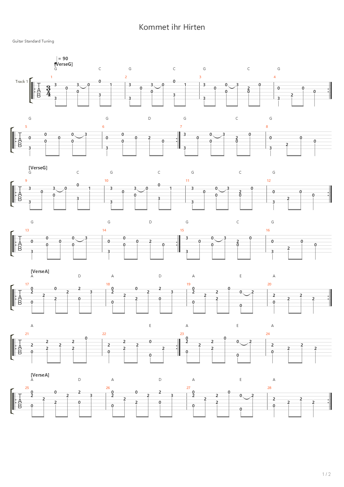 Kommet Ihr Hirten吉他谱