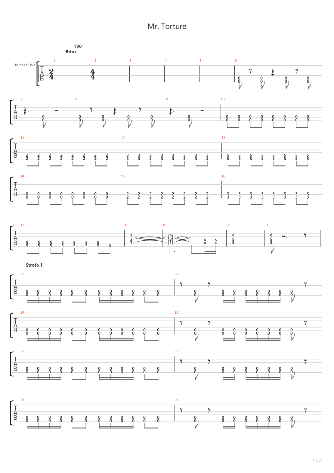 Mr Torture吉他谱