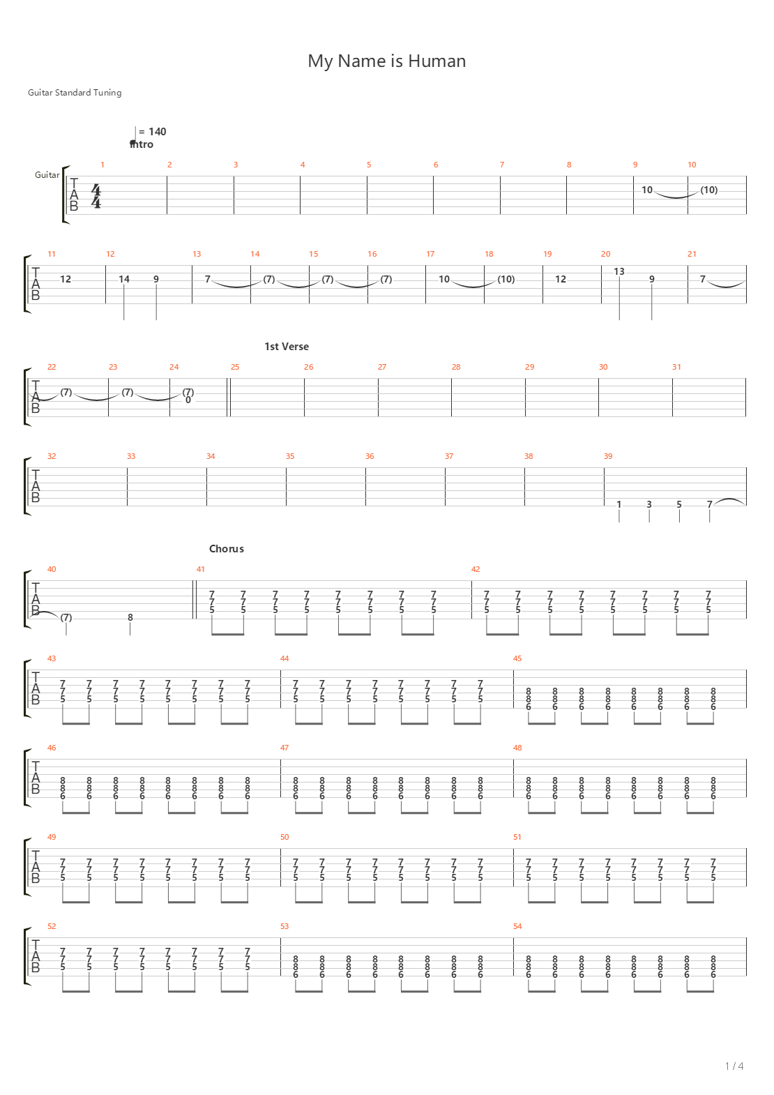 My Name Is Human吉他谱
