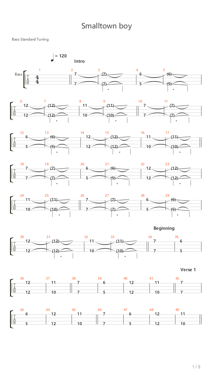 Smalltown Boy吉他谱