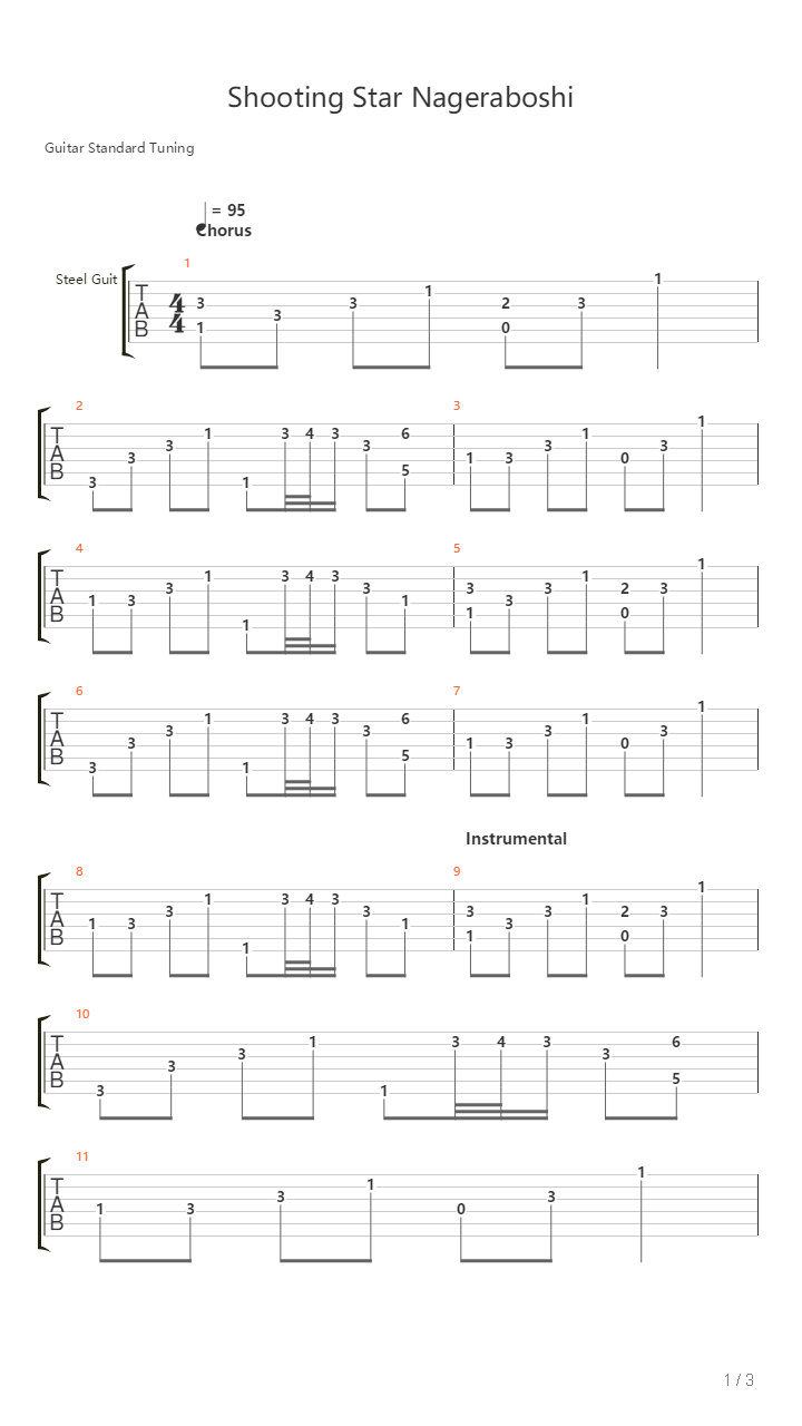 Shooting Star Nagare Boshi吉他谱