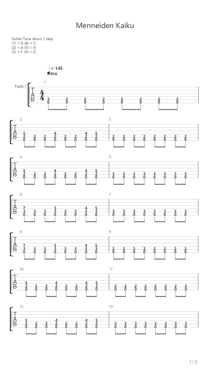 Menneiden Kaiku吉他谱