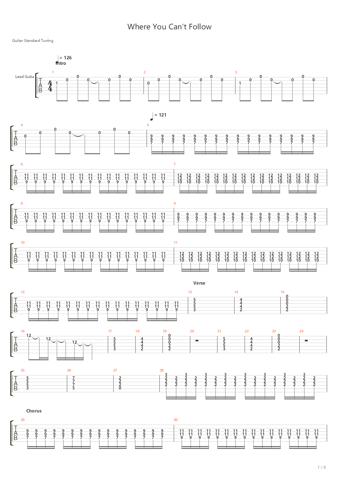 Where You Cant Follow吉他谱