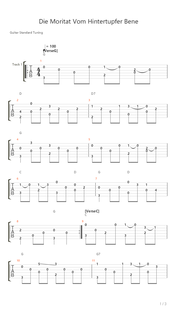 Die Moritat Vom Hintertupfer Bene吉他谱