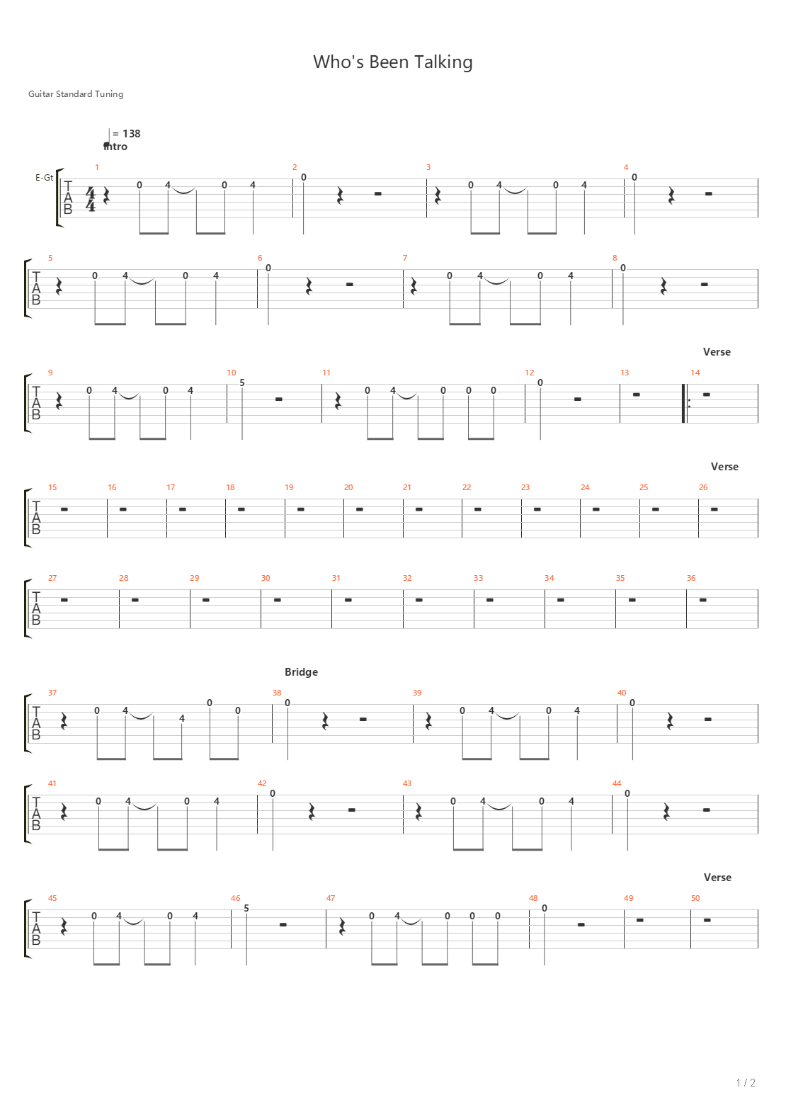 Whos Been Talking吉他谱