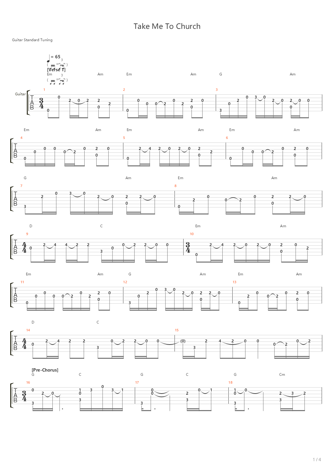 Take Me To Church吉他谱