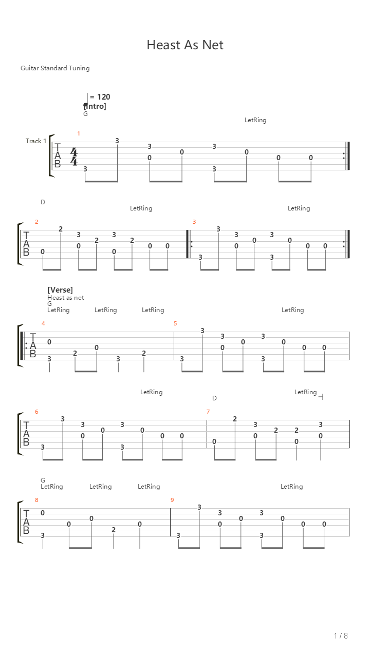 Heast As Net吉他谱