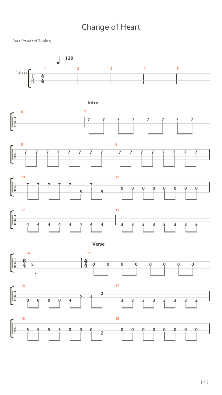 Change Of Heart吉他谱