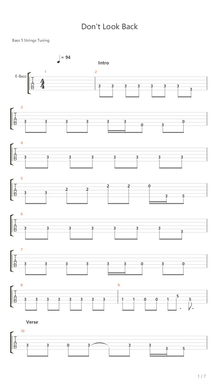 Dont Look Back吉他谱