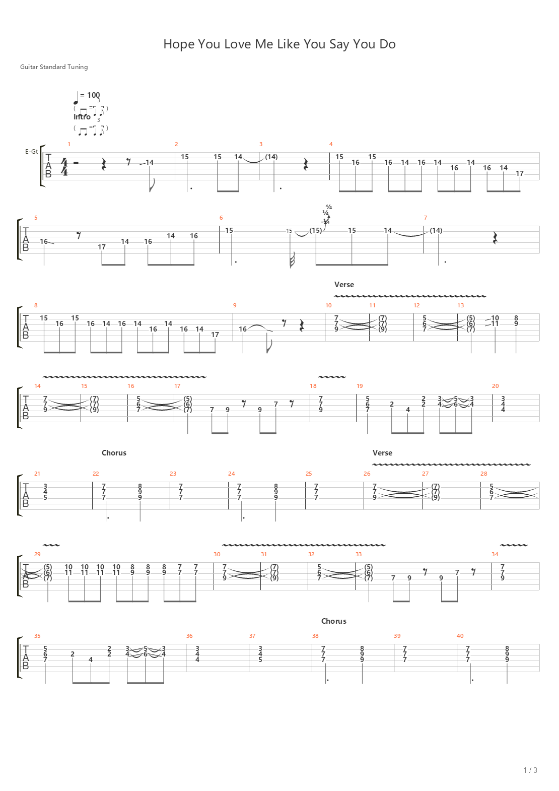 Hope You Love Me Like You Say You Do吉他谱