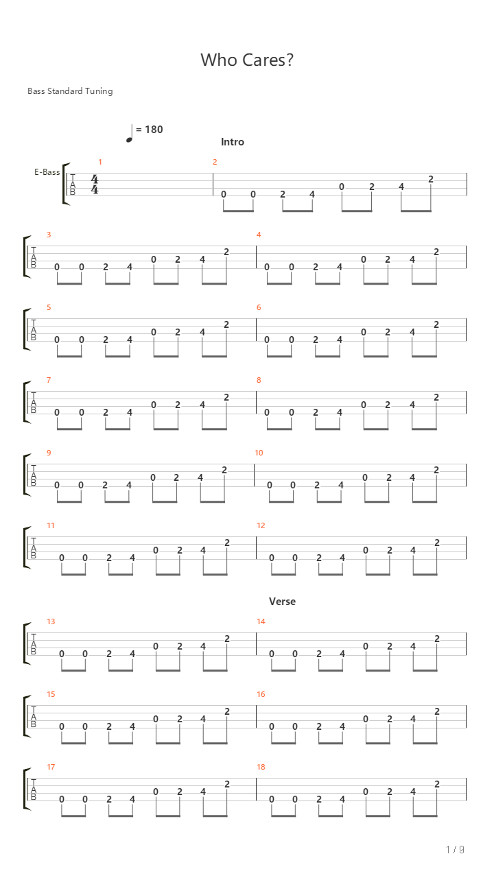 Who Cares吉他谱