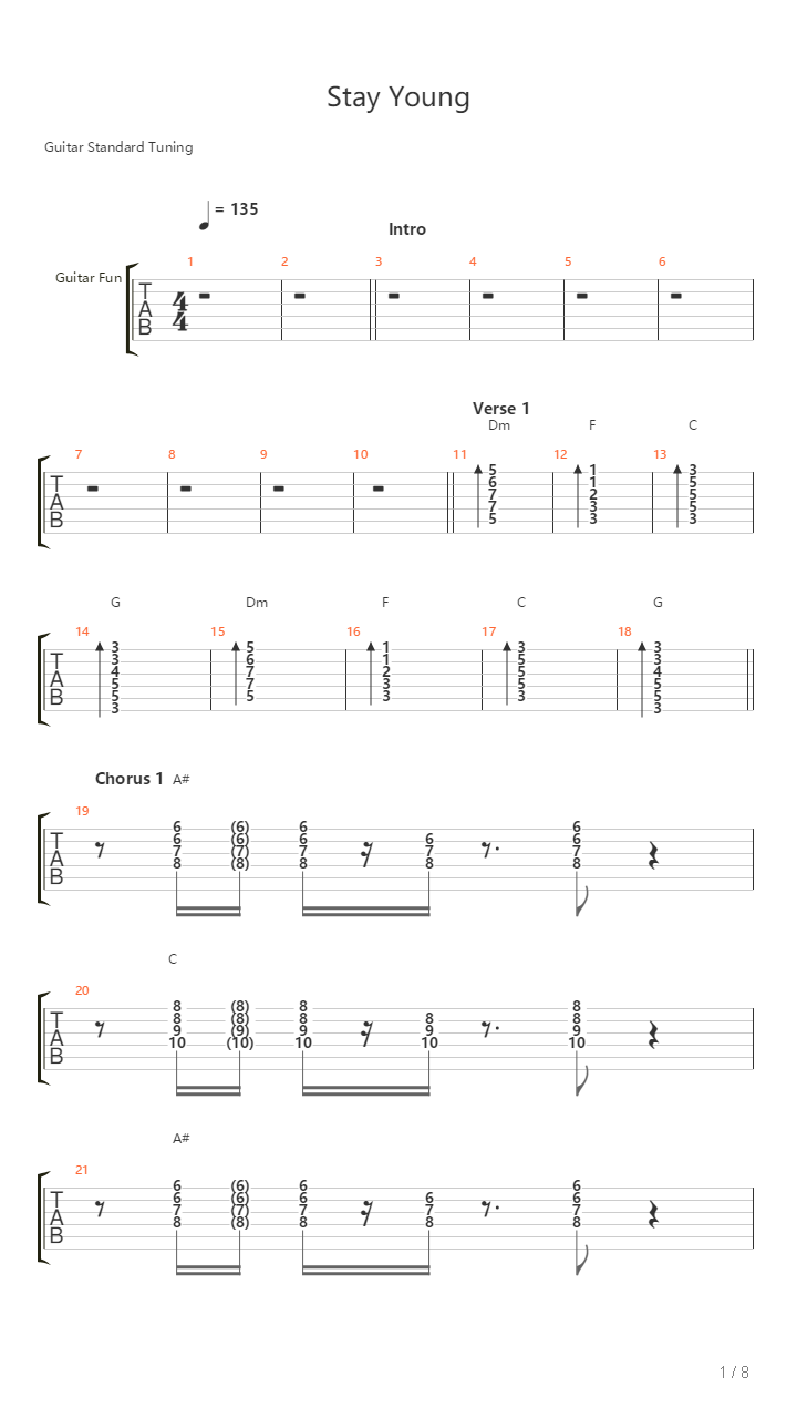 Stay Young吉他谱