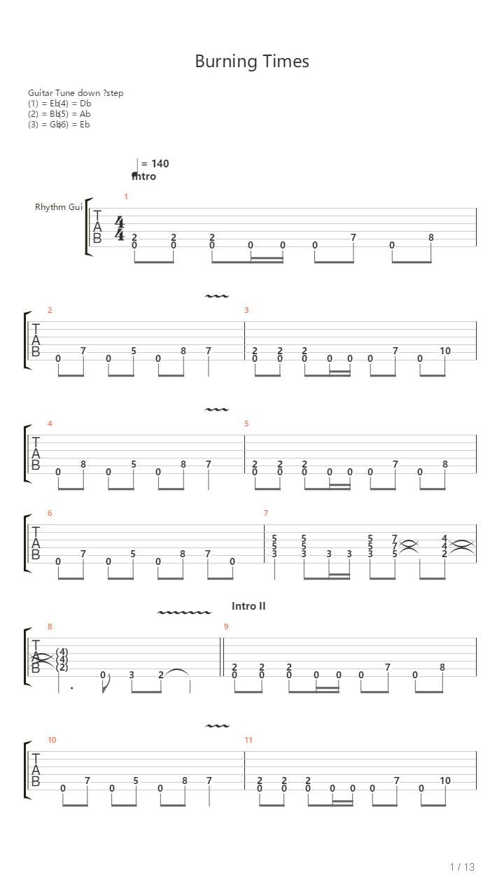 Burning Times吉他谱