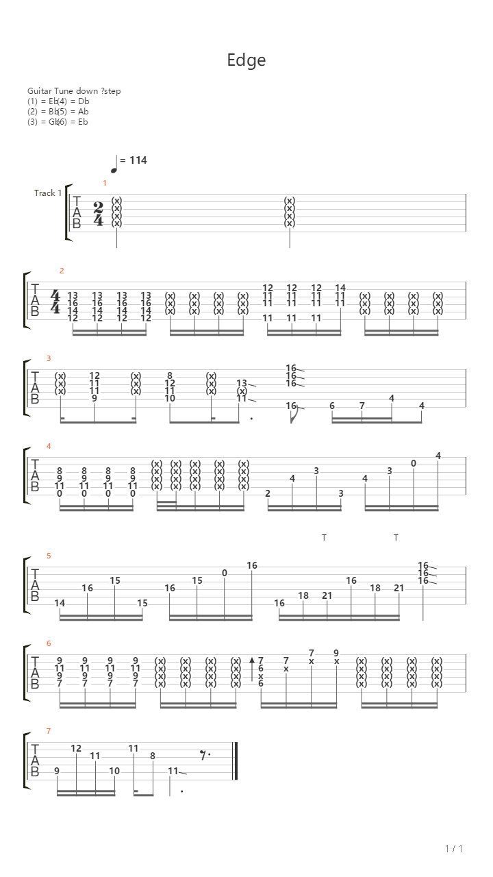 Edge吉他谱