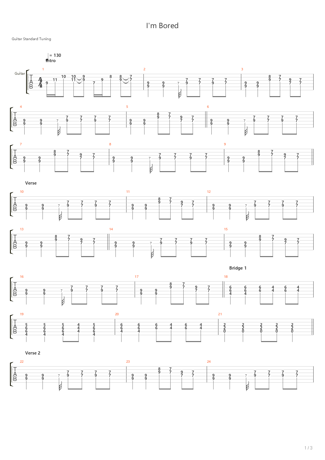 Im Bored吉他谱