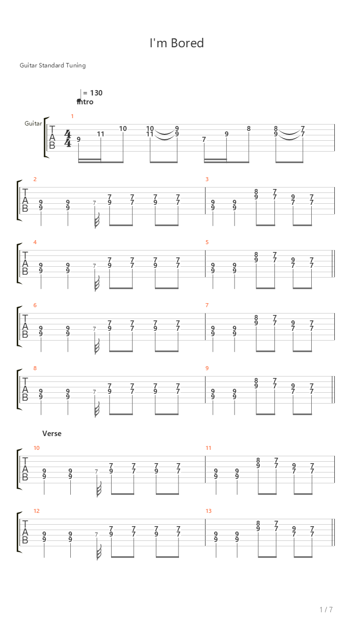 Im Bored吉他谱