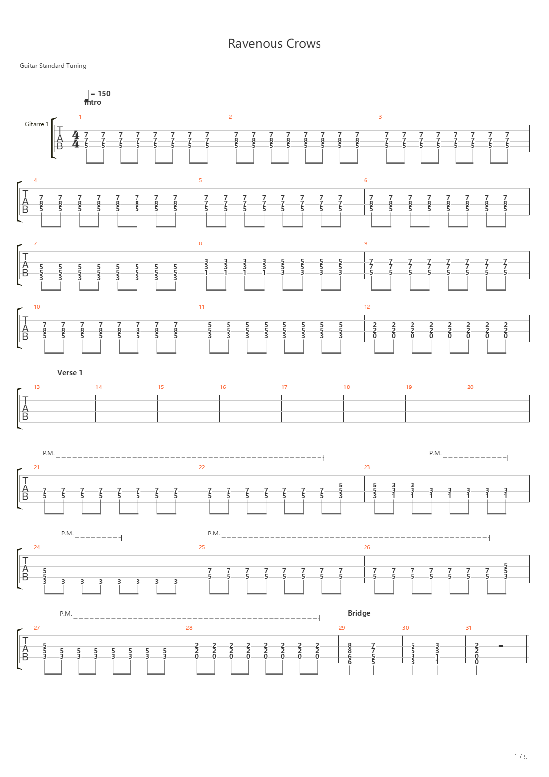 Ravenous Crows吉他谱