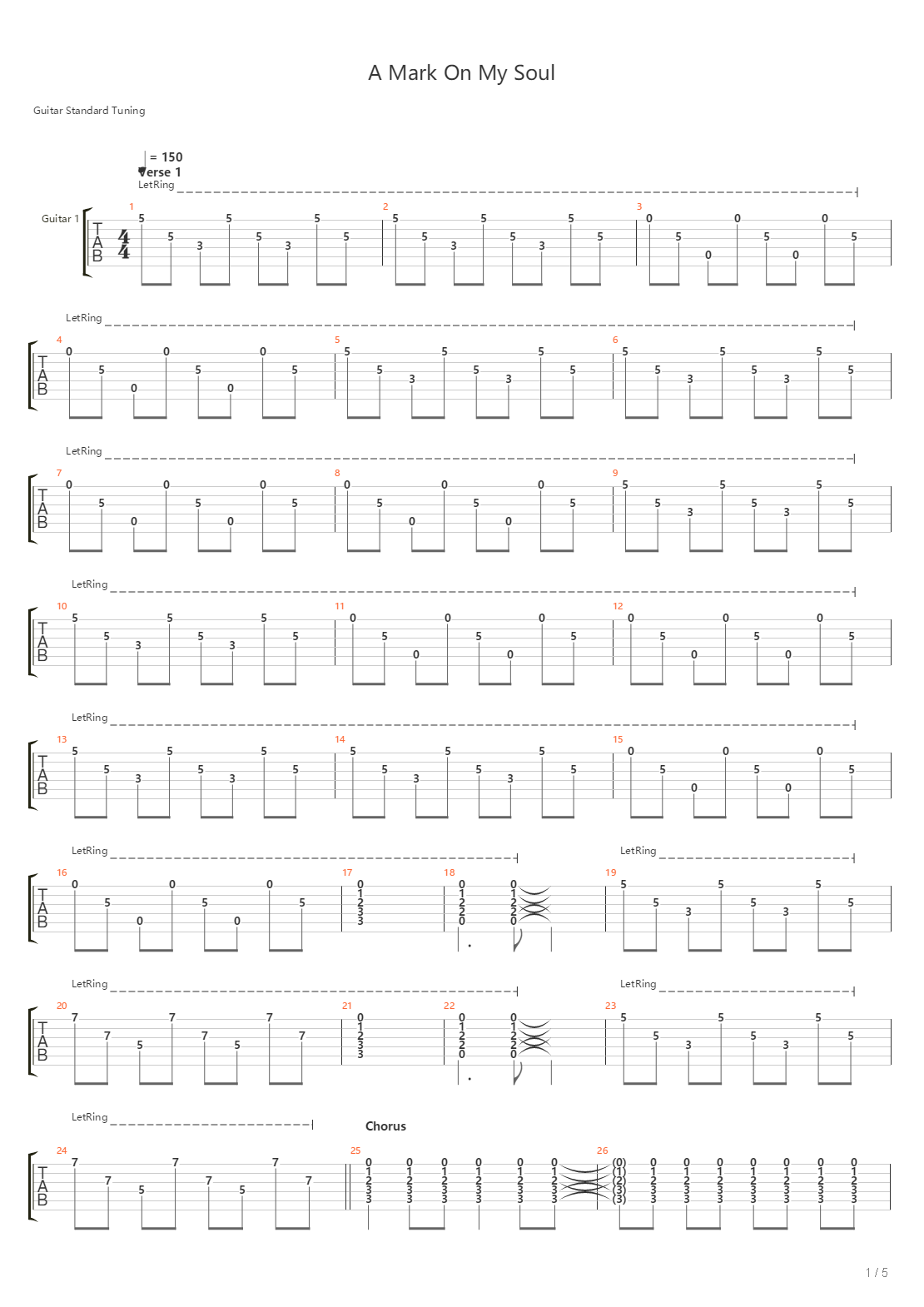 A Mark On My Soul吉他谱