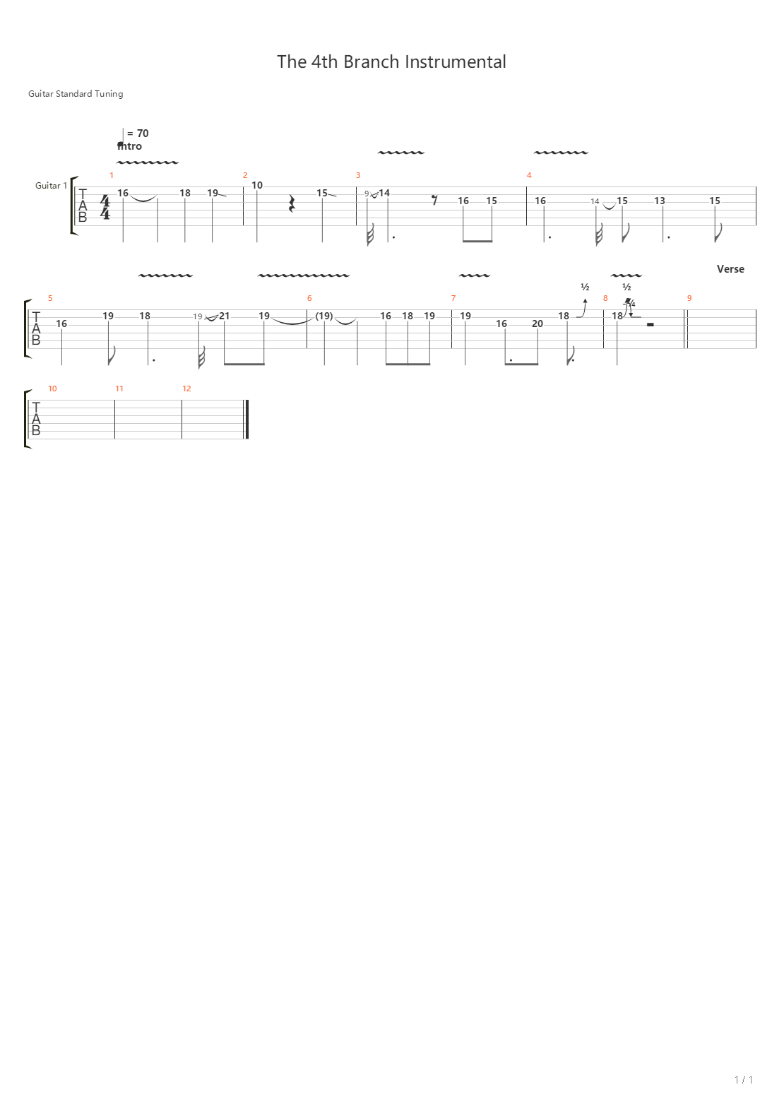 The 4Th Branch Instrumental吉他谱