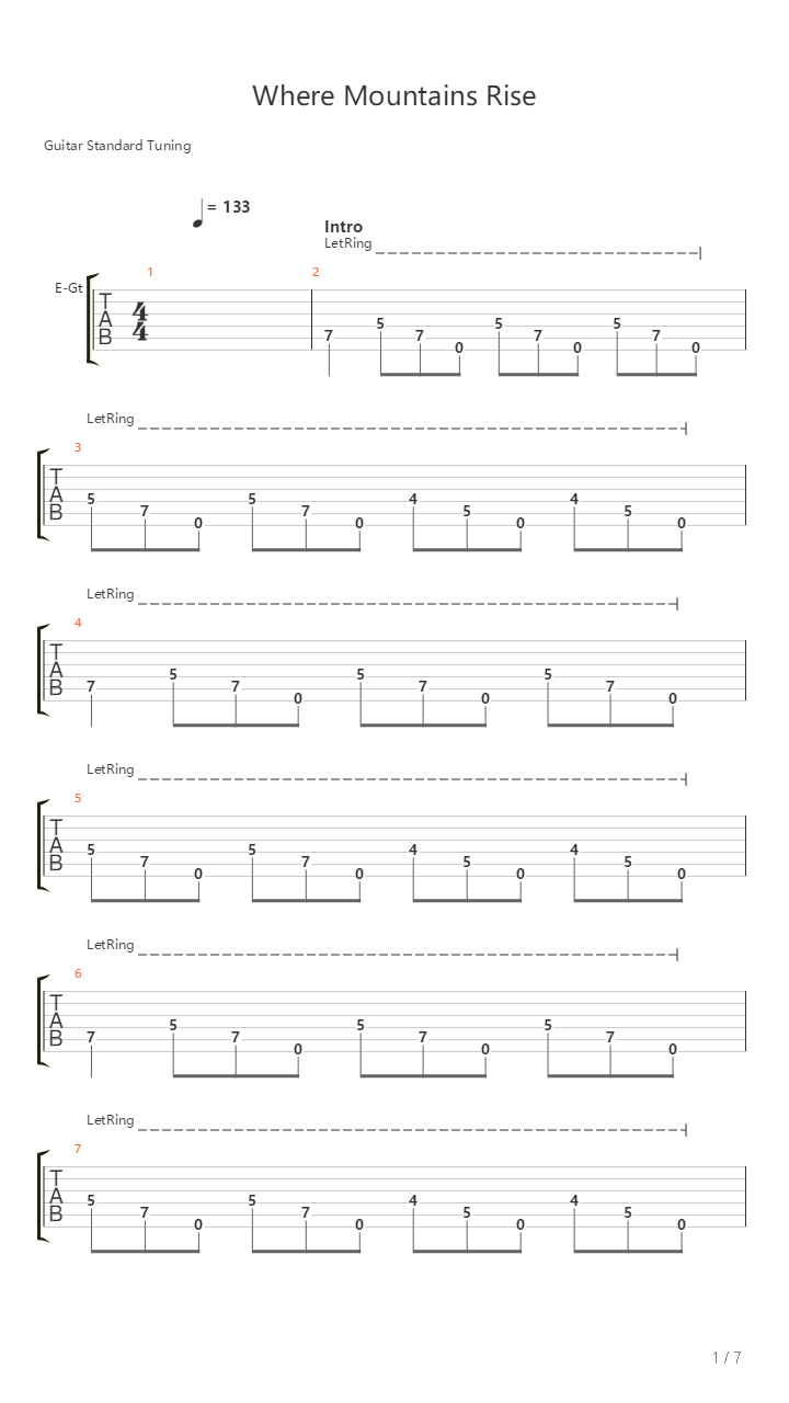 Where Mountains Rise吉他谱