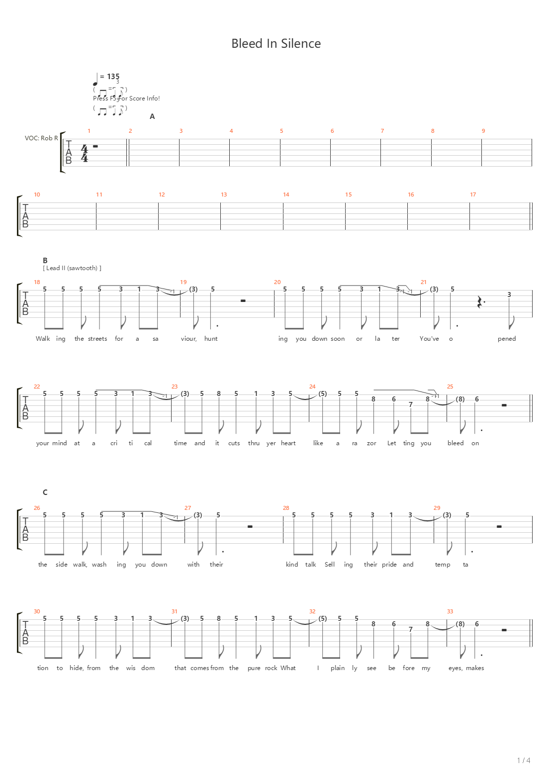 Bleed In Silence吉他谱