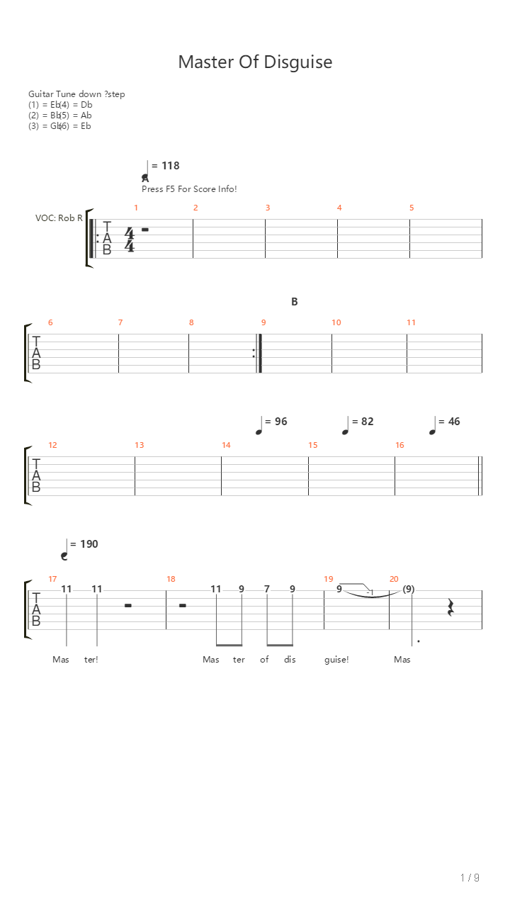 Master Of Disguise吉他谱