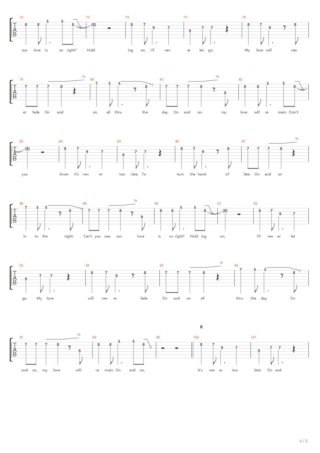 On And On吉他谱