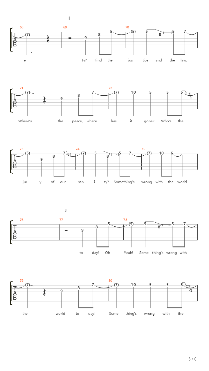 Somethings Wrong With The World Today吉他谱